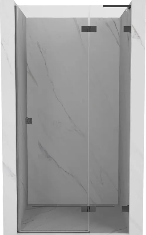 Mexen Lunar L porta doccia a battente destra 105 cm, trasparente, grigio canna di fucile spazzolato - 834L-105-000-66-00-P
