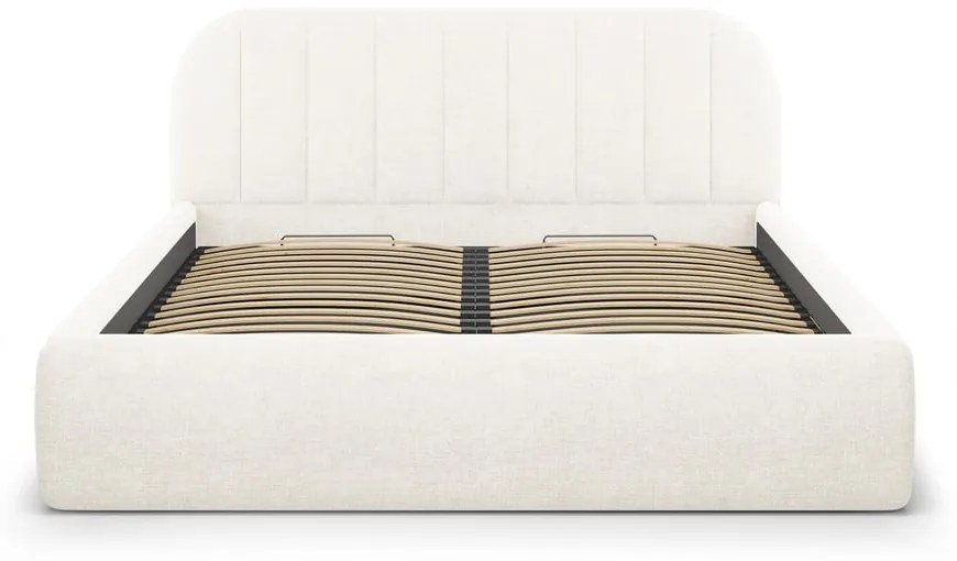 Letto matrimoniale imbottito avorio con contenitore con rete inclusa 180x200 cm Juno – Windsor & Co Sofas