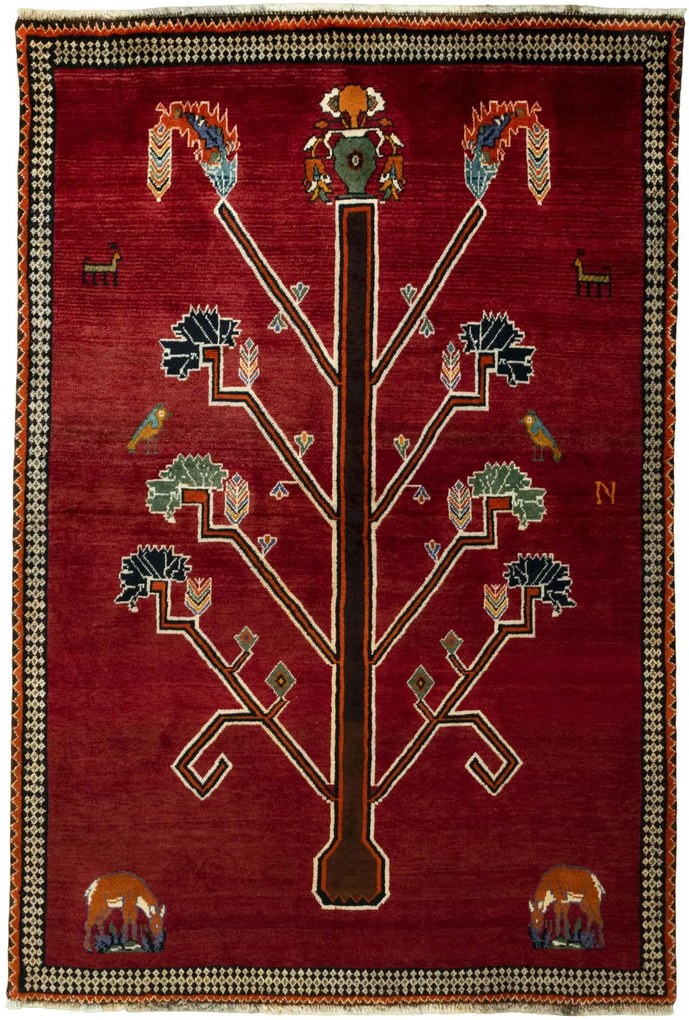 Gabbeh Tappeto 140 x 210 Rosso (Iran) Annodato A Mano