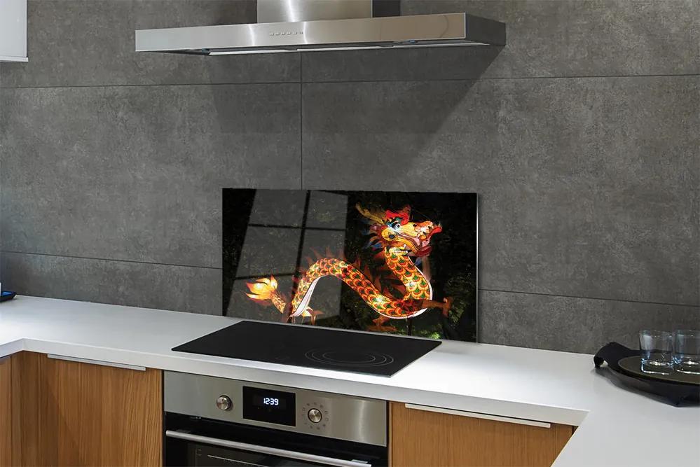 Pannello paraschizzi cucina Drago splendente giapponese 100x50 cm