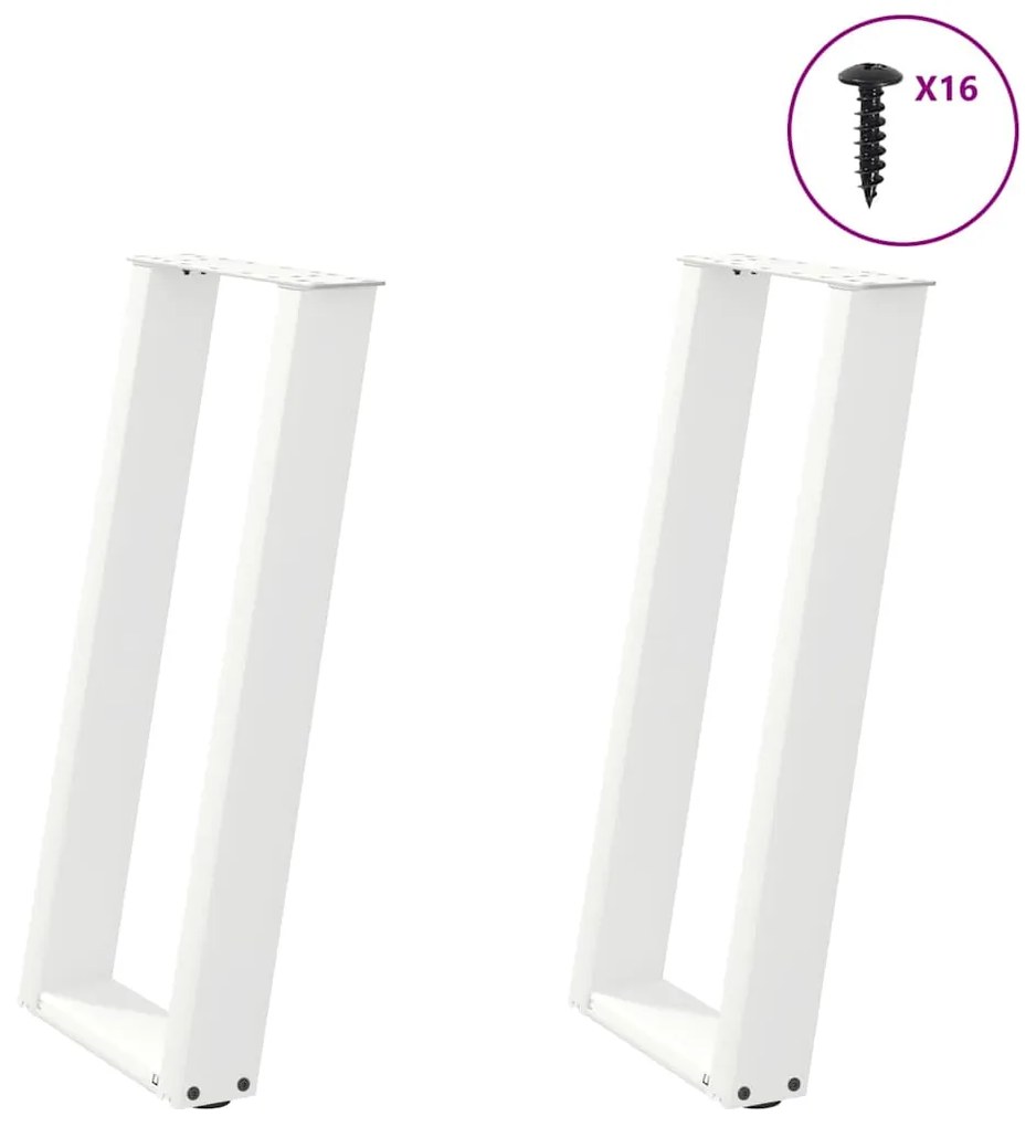 Gambe Tavolo Consolle A U 2 Pz Bianco 38x(72-73) Cm Acciaio /