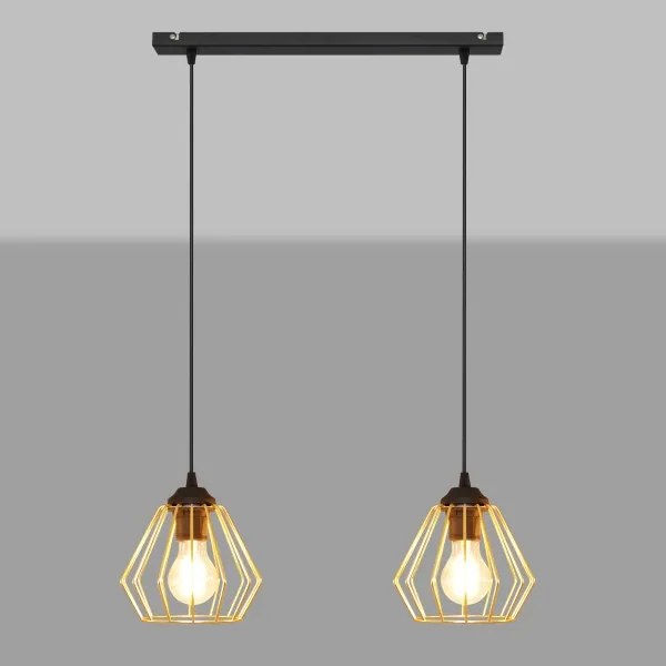 Lampadario a sospensione con filo AGAT 2xE27/15W/230V oro/nero