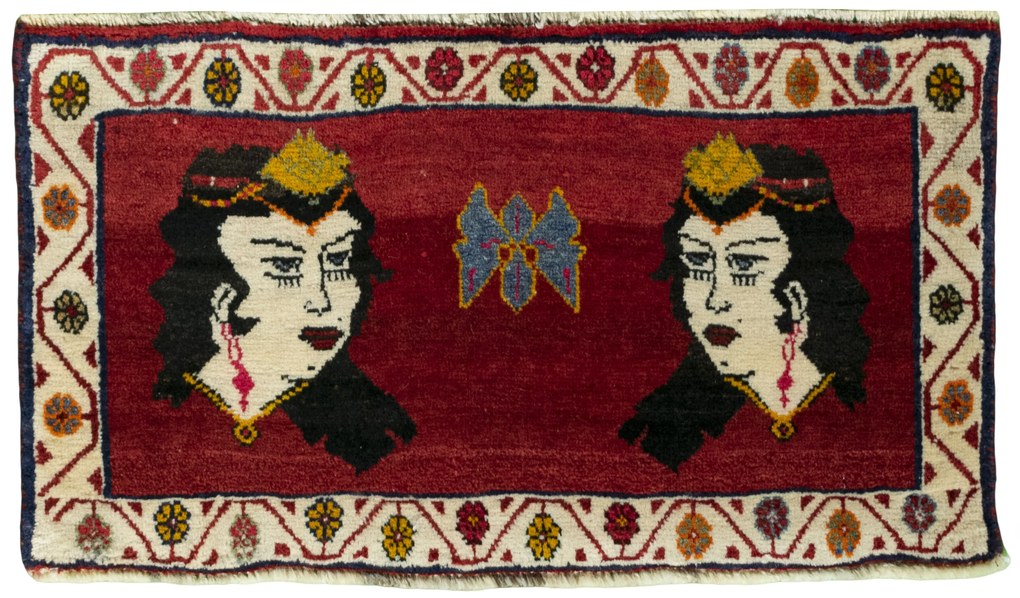 Shiraz Tappeto 80x40 Rosso (Iran) Annodato A Mano