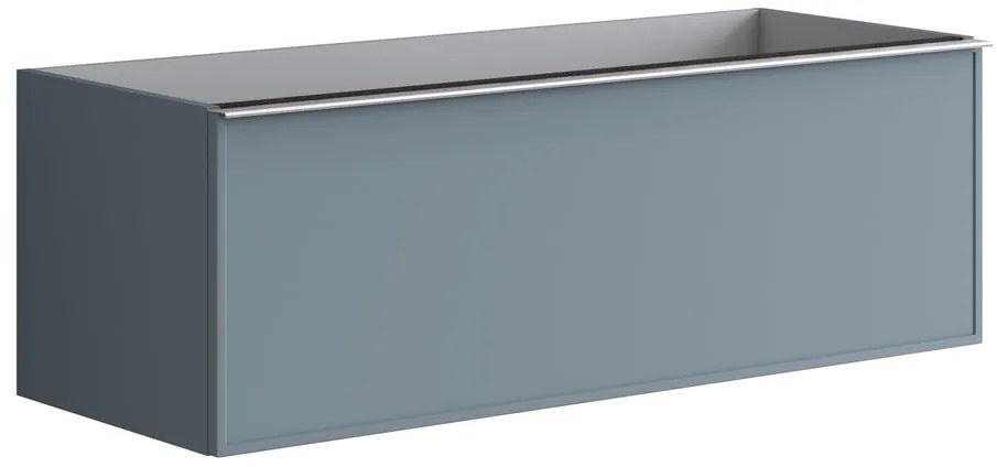 Mobile da bagno sospeso sotto lavabo L 120 x H 40 x P 45.5 cm blu laccato opaco, 2 cassetti Pixel frame