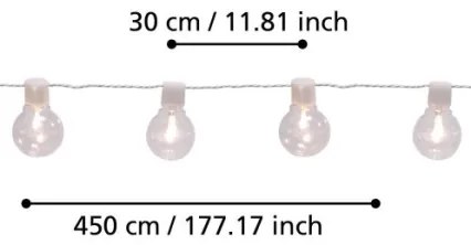 Eglo 900238 - Catena decorativa da esterno LED PARTAJ 16xLED/0,064W/24V IP44 bianco