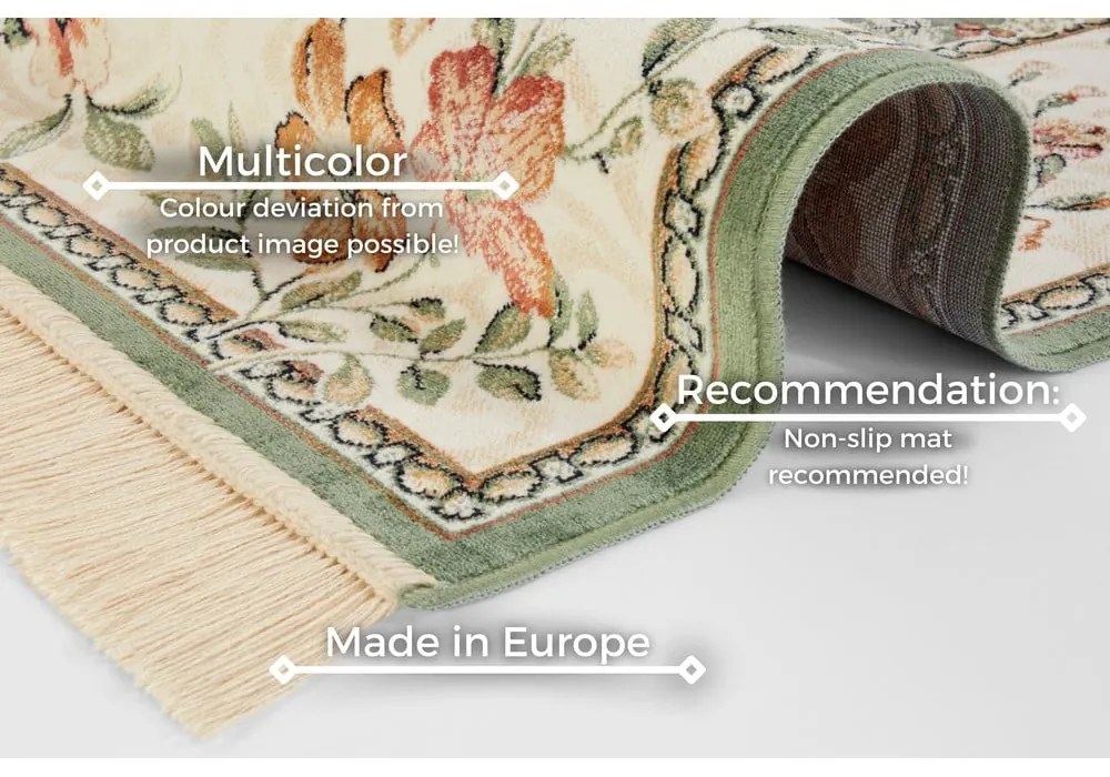 Tappeto in viscosa verde e crema 95x140 cm Oriental - Nouristan