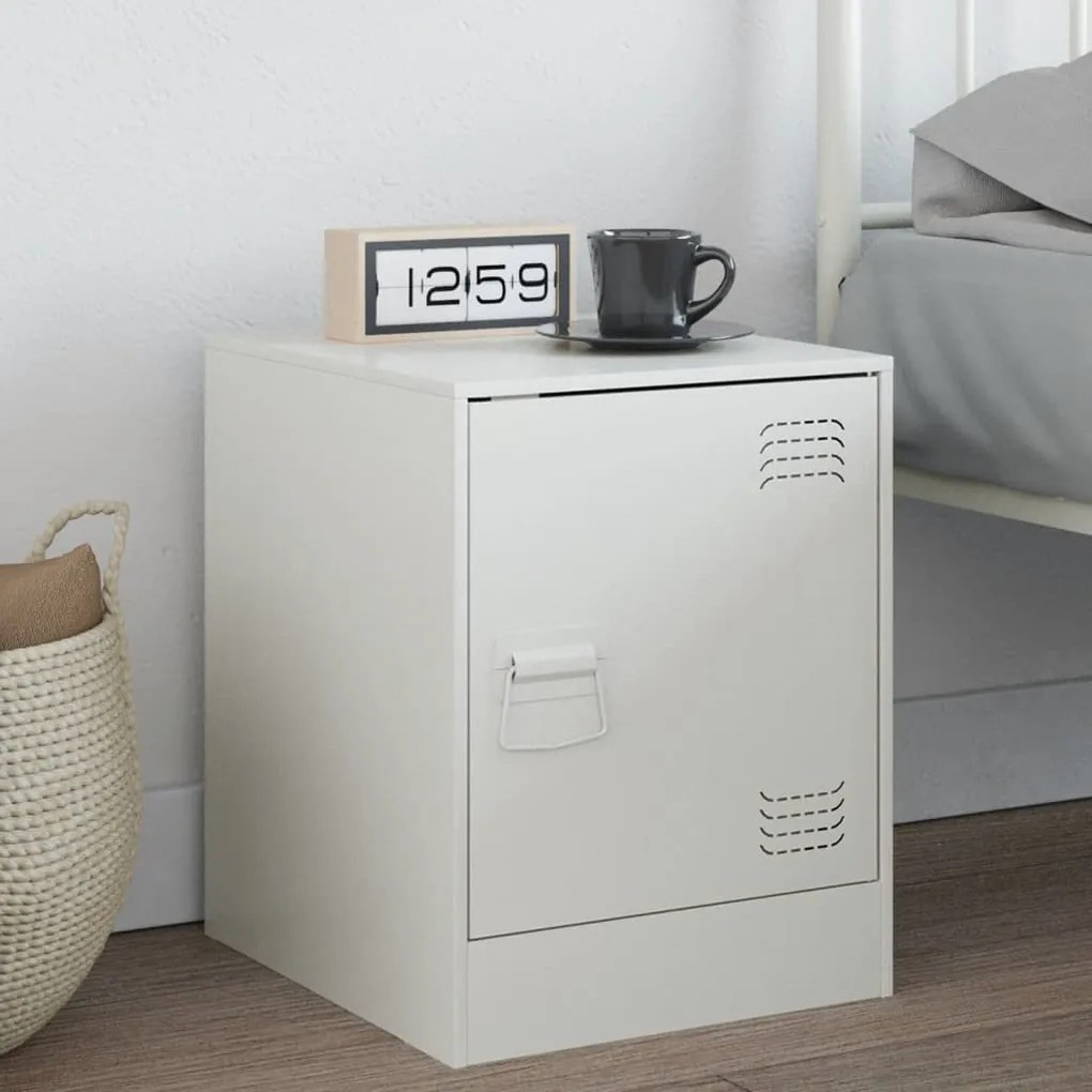 Comodino Bianco 34,5x39x44 Cm İn Acciaio /