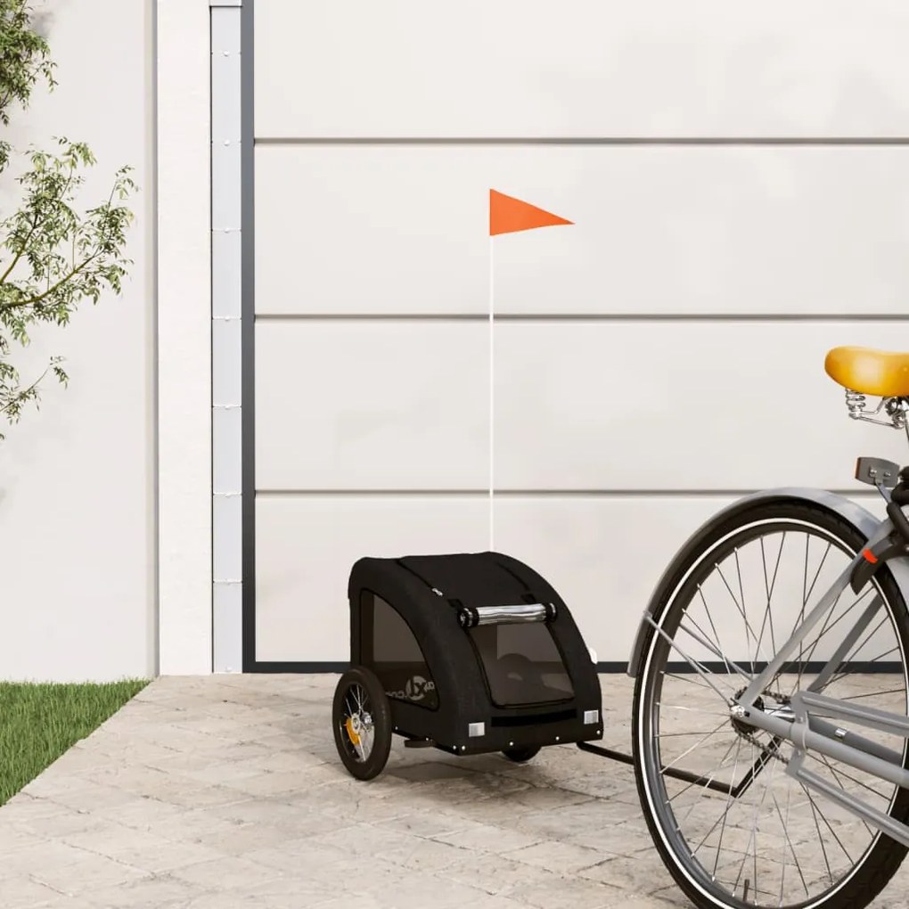 Rimorchio Da Bici Per Animali Nero Oxford E Ferro /