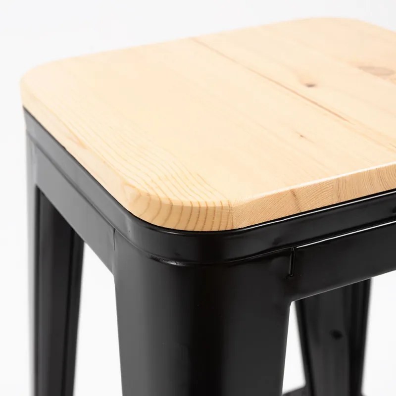 Sgabello Torix Basso Legno Naturale - Nero