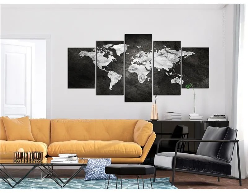 Quadro  Dark World (5 Parts) Wide  Colore bianco e nero, Dimensioni e Misure 100x50