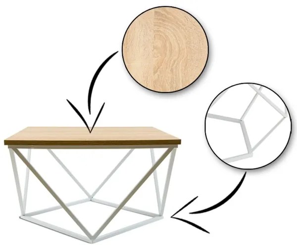 Tavolino CURVED 60x60 cm bianco/beige