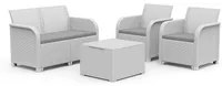 Keter Set 2 Poltrone + Divano + Tavolino contenitore ROSALIE LOUNGE bianco