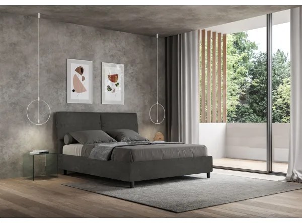 Letto matrimoniale e rete 160x190 in microfibra grigio Sleeper