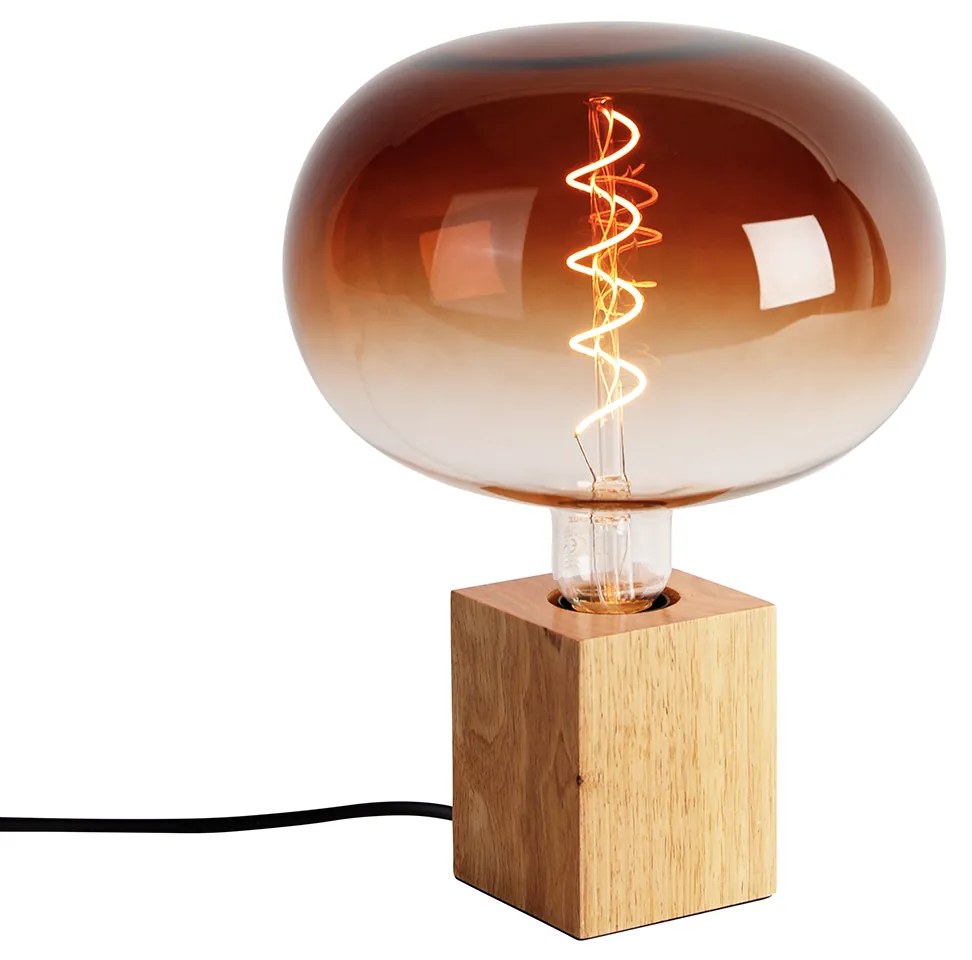 Lampada da tavolo rustica in legno naturale con LED G220 - Bloc