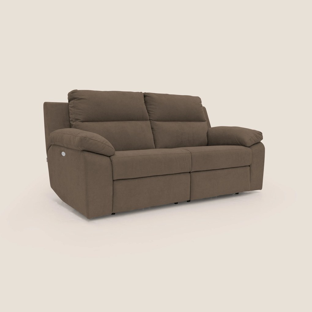 Romeo Divano relax con recliner elettrico in morbido tessuto impermeabile T02 marrone