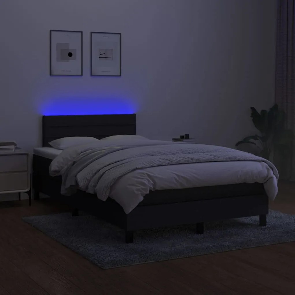 Letto a Molle con Materasso e LED Nero 120x190 cm in Tessuto