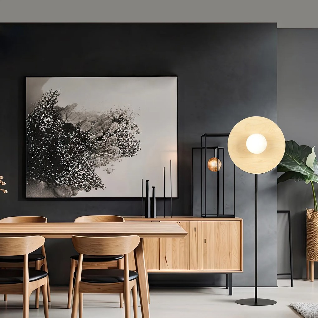 Piantana Moderno Brigid Acciaio Nero Marrone 1 Luce E14 Ip20