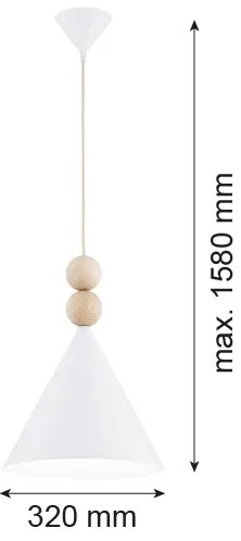 Argon 8632 - Lampadario a sospensione con filo KEGEL 1xE27/15W/230V bianco