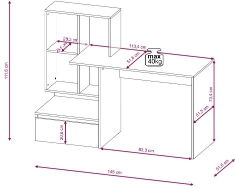 Scrivania con ripiano MARLO rovere artisan/antracite
