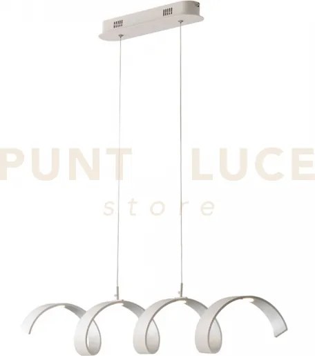 Lampadario a sospensione spirale led helix bianca e argento 20w 168...