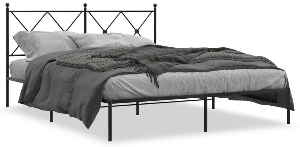 Giroletto Con Testiera İn Metallo Nero 160x200 Cm /