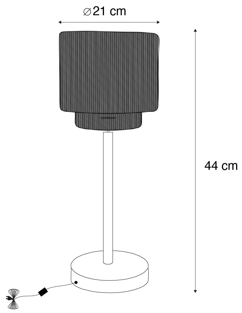 Lampada da tavolo Japandi nera con corda marrone - Smilla