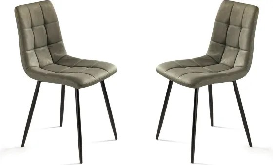 Sedia da cucina in ecopelle Oliva e gambe metallo nere - ARCA 2 sedie