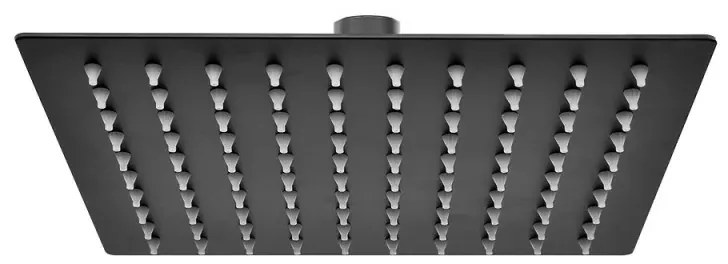 Soffione doccia quadrato 40x40 cm nero opaco in acciaio inox