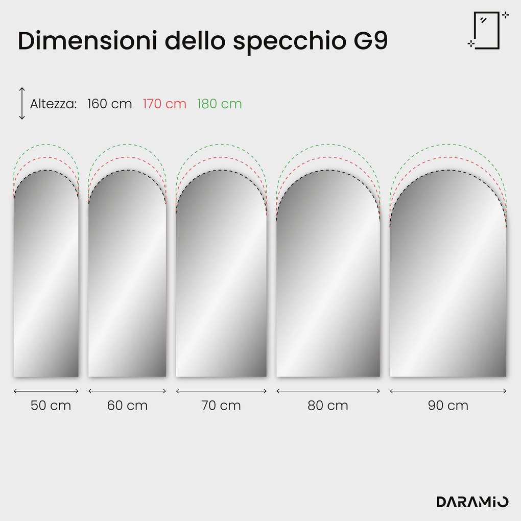 Specchio ad arco con luce LED G9