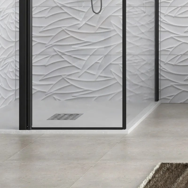 Kamalu - Box doccia finitura nera 70x70cm battente e fisso | KPX2800N