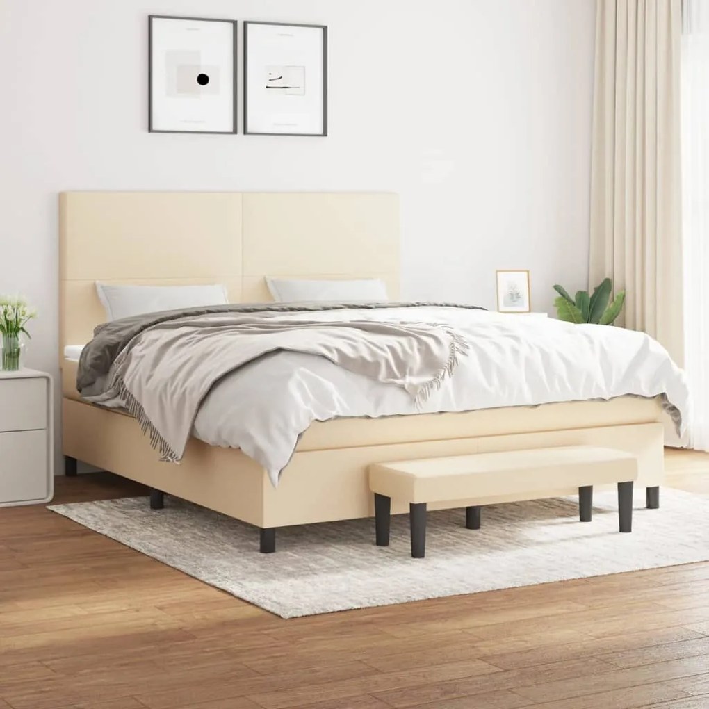 Giroletto A Molle Con Materasso Crema 160x200 Cm İn Tessuto /