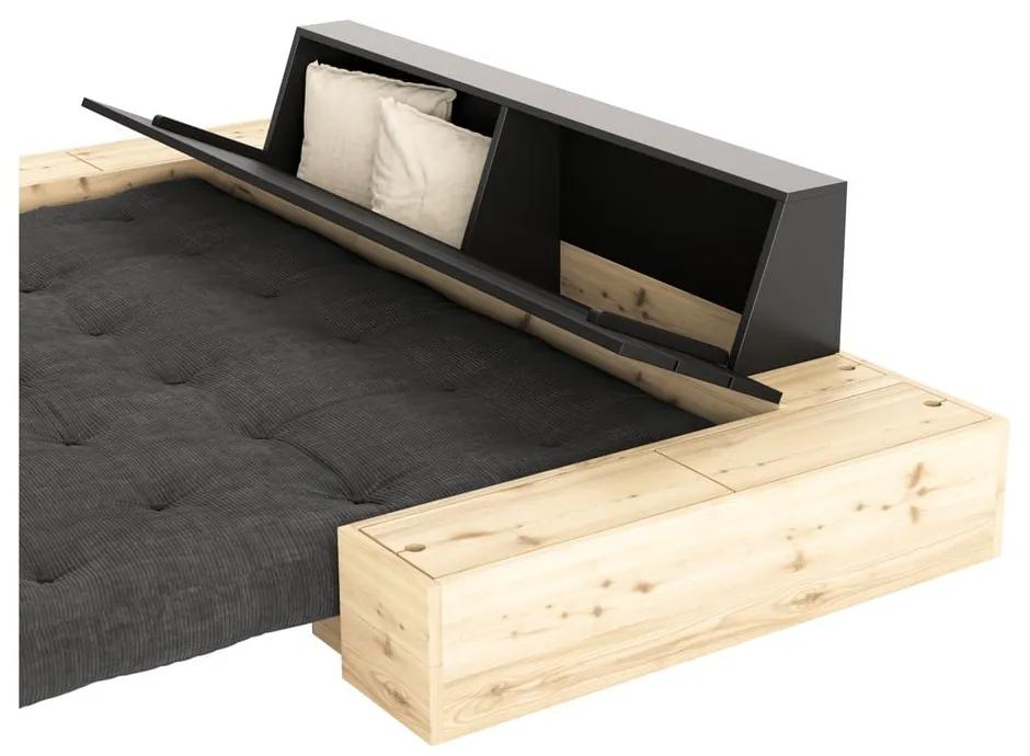 Divano letto in velluto a coste nero-antracite 244 cm Base - Karup Design