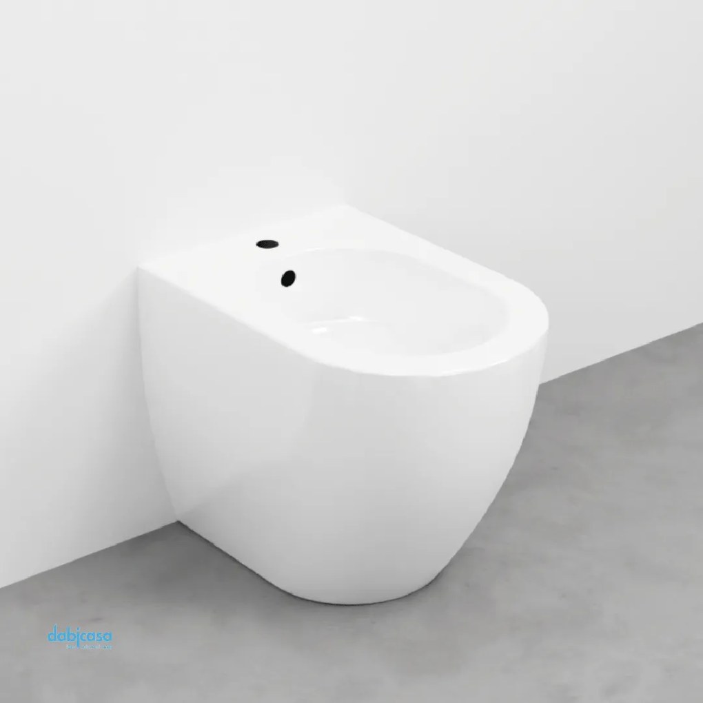 Ceramica Cielo "Mini-Smile 48" Bidet Da Terra Filo Muro Bianco Lucido