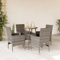 Set Pranzo Giardino 5 pz con Cuscini Grigio Polyrattan Acacia 3278732