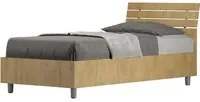 Letto Singolo 80x190 cm testata inclinata con doghe Ankel - Con rete,Quercia Natura