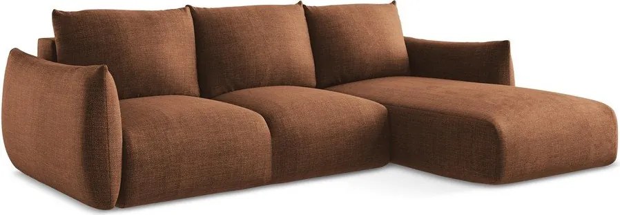 Divano angolare color terracotta allungabile (con penisola a destra/con chaise lounge) Leila – Makamii