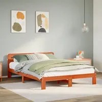 Letto senza Materasso Marrone Cera 150x200 cm in Legno di Pino 855554