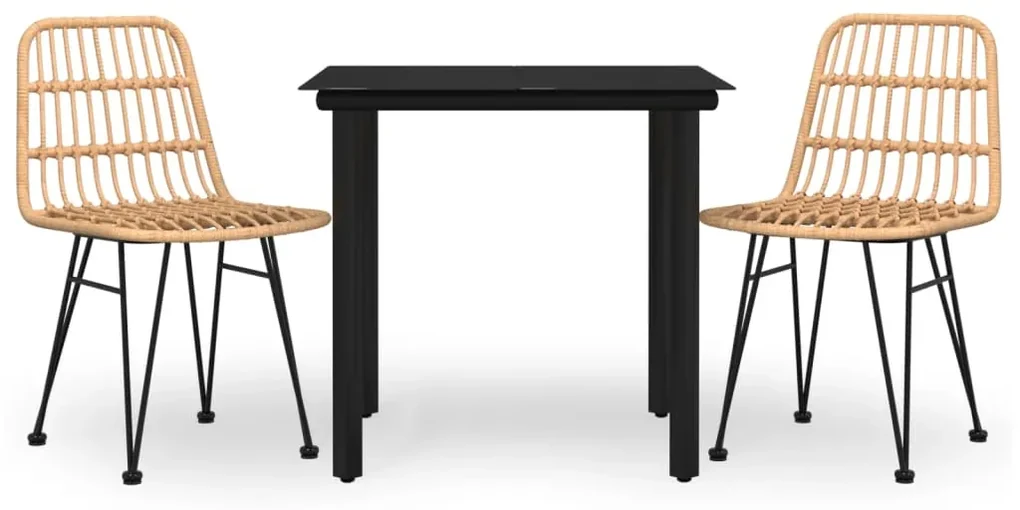 Set da pranzo da giardino 3 pz in polyrattan