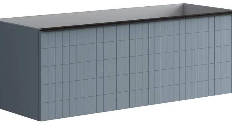 Mobile da bagno sotto lavabo Pixel grid laccato opaco indaco e maniglia alluminio nero L 120 x H 40 x P 45.5 cm 2 cassetti, lavabo non incluso