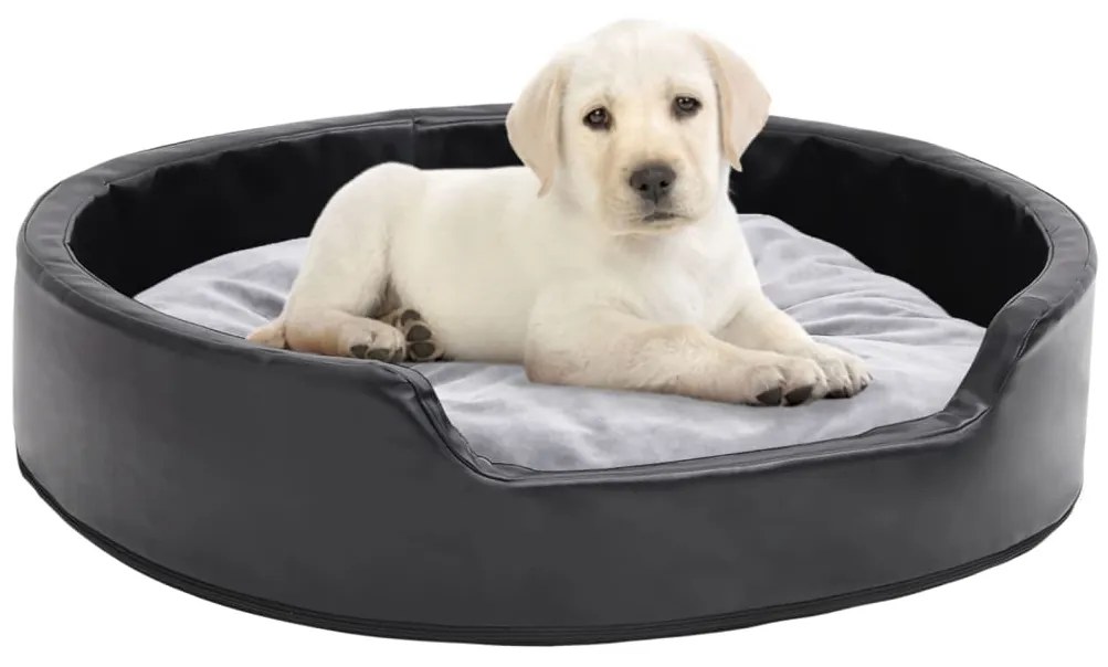 Lettino Per Cani Nero E Grigio 79x70x19 Cm Peluche E Similpelle /