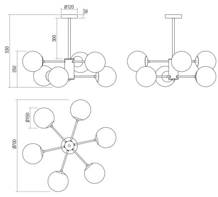 Redo 01-2943 - Lampadario a stelo MUNDI 6xE14/28W/230V rame/fumé