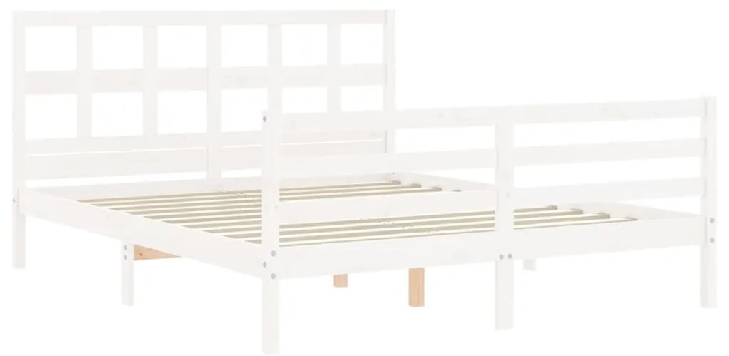 Giroletto con testiera bianco king size in legno massello