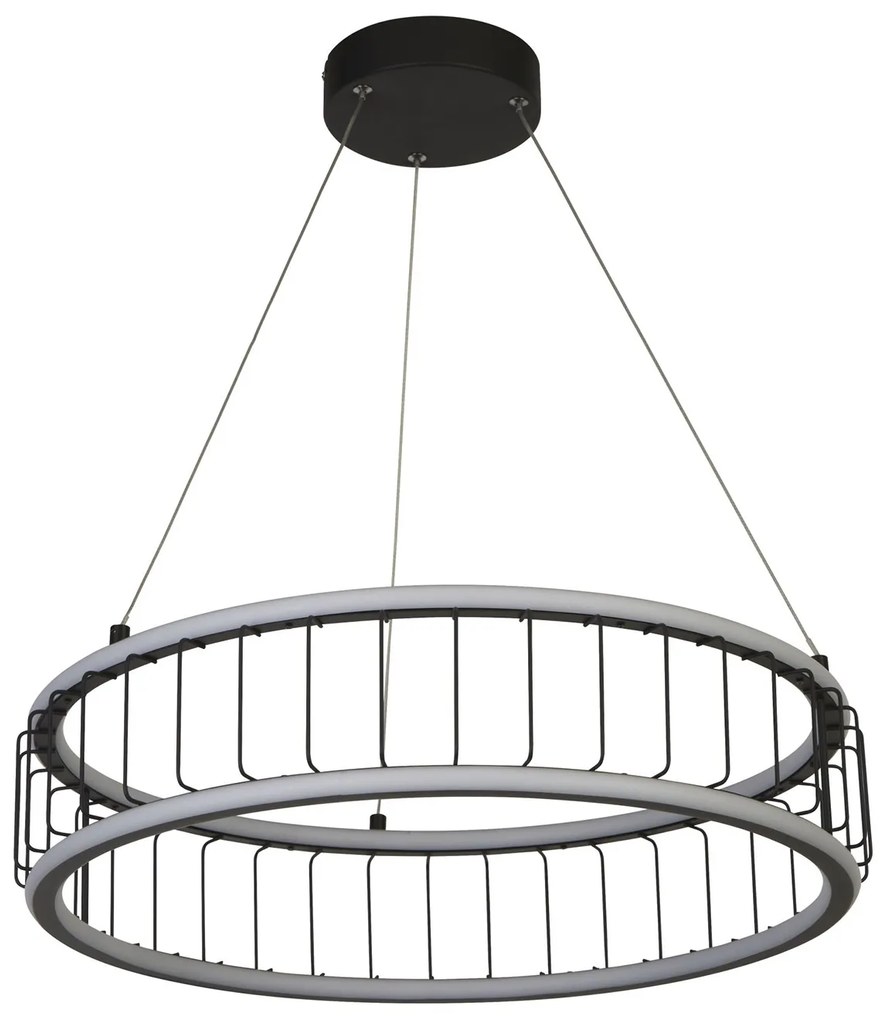 Lampadario Contemporaneo Circolo Acciaio Nero Alluminio Bianco Led 46,4W 3000K