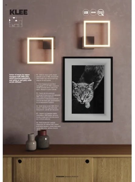 Redo 01-1639 - Plafoniera LED dimmerabile KLEE, 30W/230V, 45x45 cm, dorata