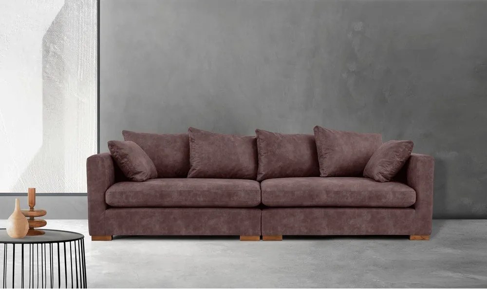 Divano in similpelle marrone scuro 266 cm Hamburg - Scandic