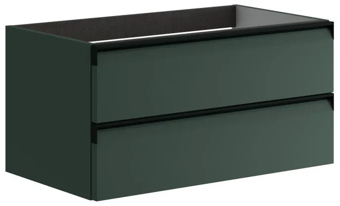 Mobile da bagno sotto lavabo Fusion verde laccato opaco L 79.5 x H 40 x P 45.5 cm 2 cassetti, lavabo non incluso