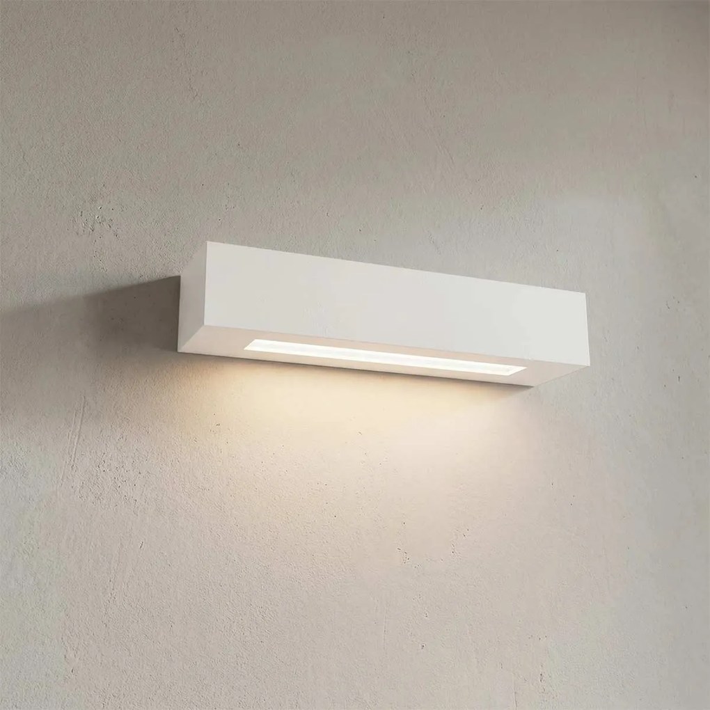 Applique da Parete 2xE14 Rettangolare 36cm in Gesso Pitturabile