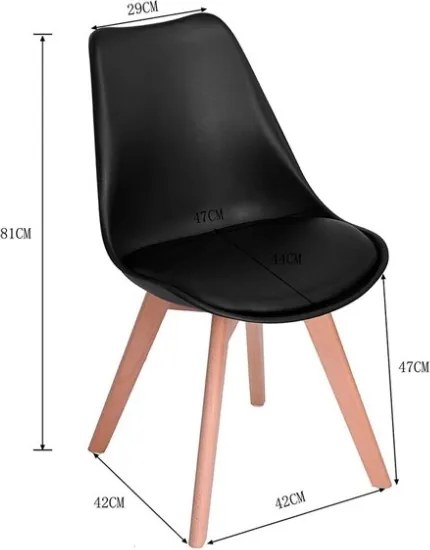 Sedia Nordica Nera Con Gambe In Legno E Cuscino Design Moderno