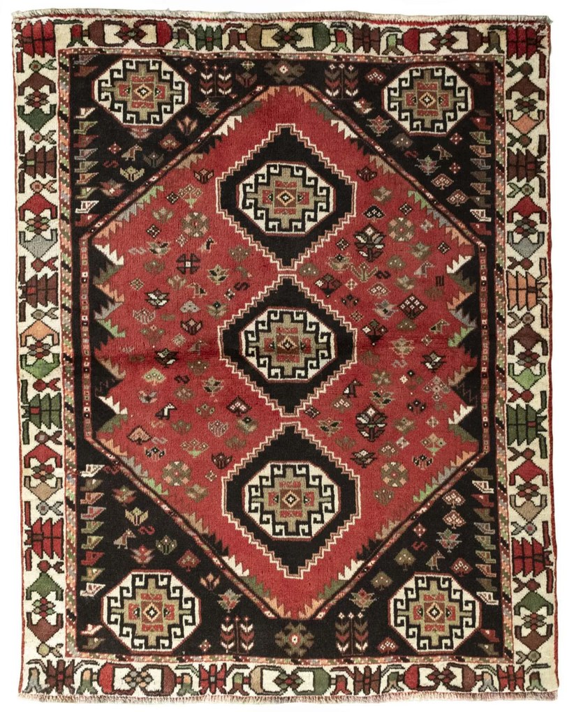 Shiraz Tappeto persiano 160 x 130 Rosso (Iran) Annodato A Mano