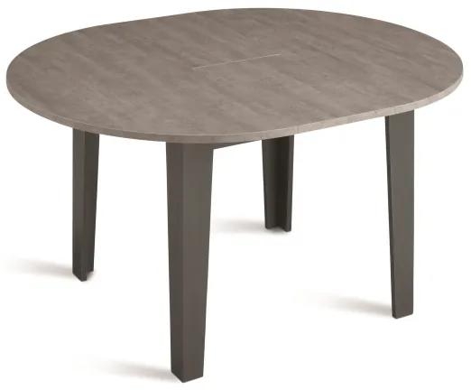 Tavolo tondo allungabile 155 cm con base metallo antracite e piano Cemento MODUS